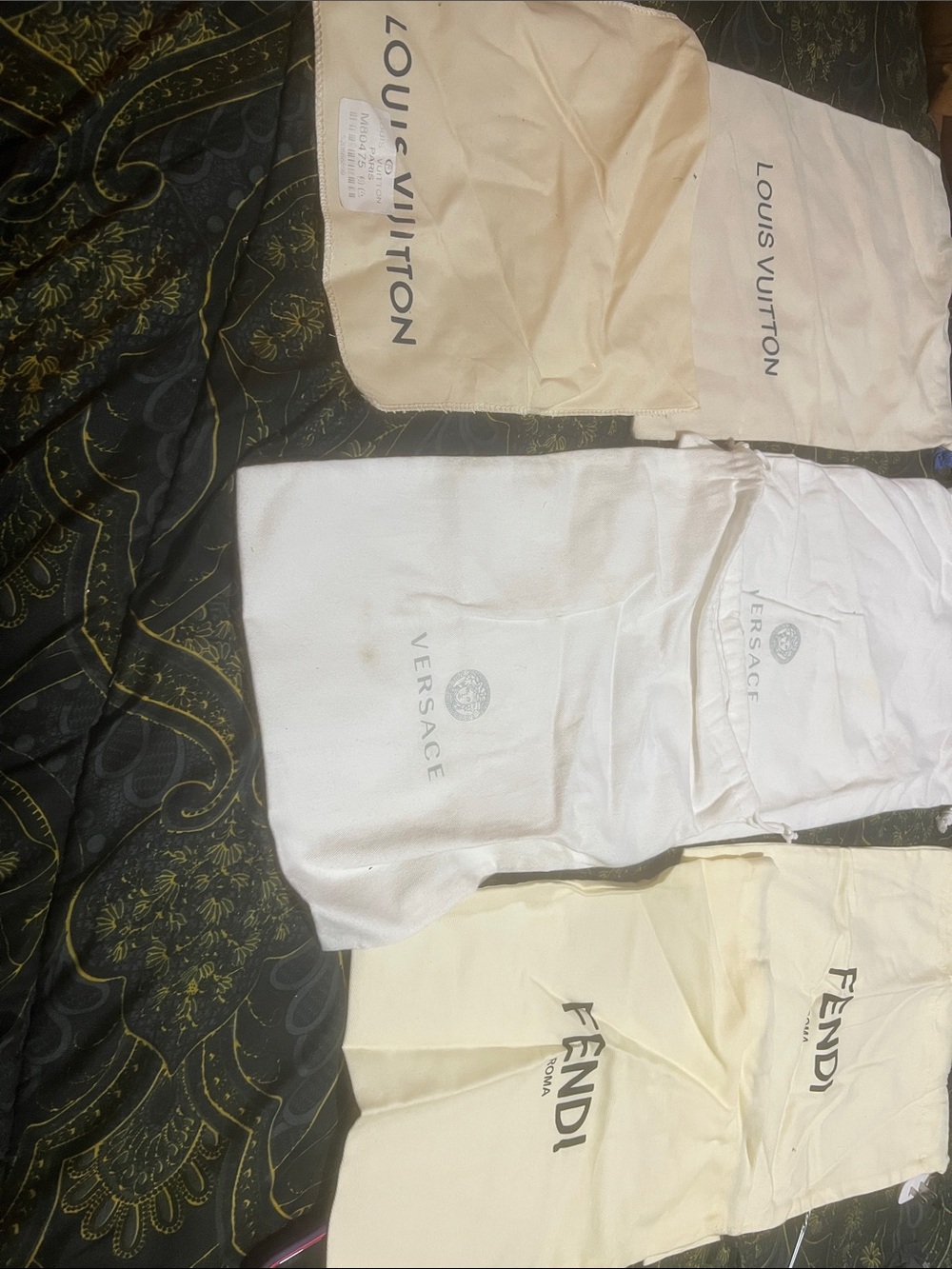 Designer Dust Bags - Louis Vuitton, Versace, Fendi - Neutral Colors